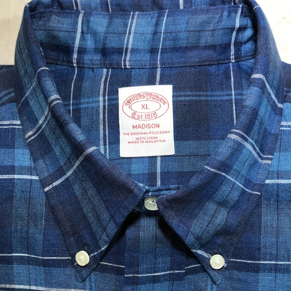 Brooks Brothers Madison Fit Linen Plaid Shirt XL - Picture 12 of 12
